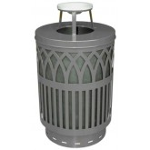 WITT Covington Collection Galvanized Laser Cut Waste Receptacle with Ash Tray Top - 40 gallon, Silver